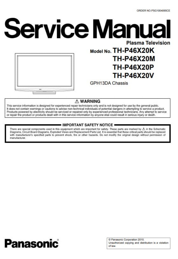 GPH13DA_TH-P46X20K, TH-P46X20M, TH-P46X20P, TH-P46X20V